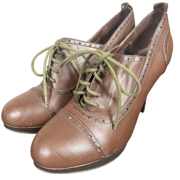 Fergalicious By Fergie Brown Lace-Up Heels Women's Size 10 - Picture 1 of 7